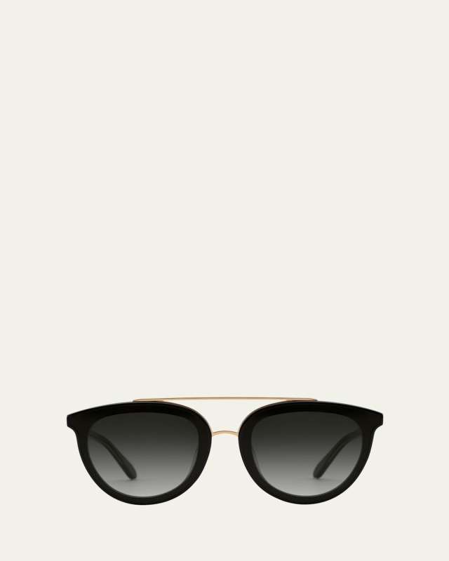 Clio Round Acetate Sunglasses, Black